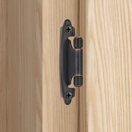 Vallecloud 4 Pack (2 Pair) 3/8" Inset Oil Rubbed Bronze Self Closing Cabinet Hinges for Offset Kitchen Cabinet Door, Face Frame Semi Concealed Kitchen Cabinet Hinges