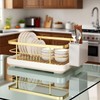 ZHQZZPH Gold Dish Racking Rack for Kitchen Counter, Carbon Steel