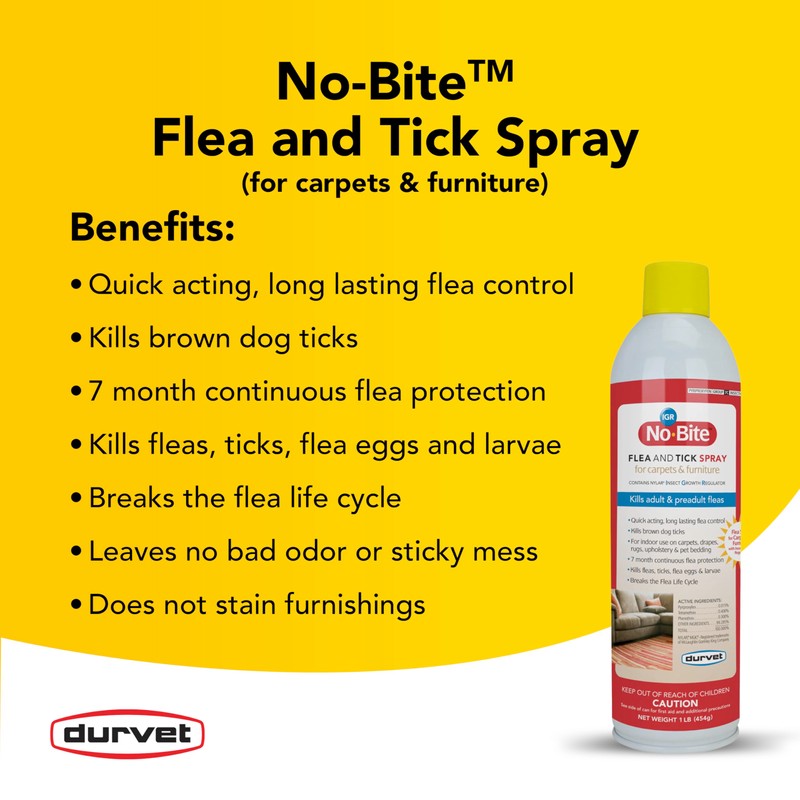 Durvet No Bite IGR Flea and Tick Spray, 16 Ounces,