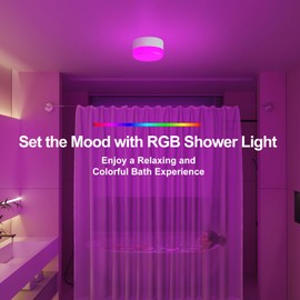 NIORSUN Rechargeable RGB Shower Light with Silicone Cover - Wireless Waterproof LED Shower Lights for Inside Shower, Remote Control & Magnetic Mount, Shower Lamp for Bathroom Closet Bedroom, 1 Pack
