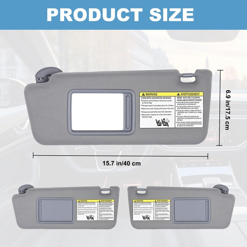 PHATRIP Left Driver & Right Passenger Side Sun Visor Compatible
