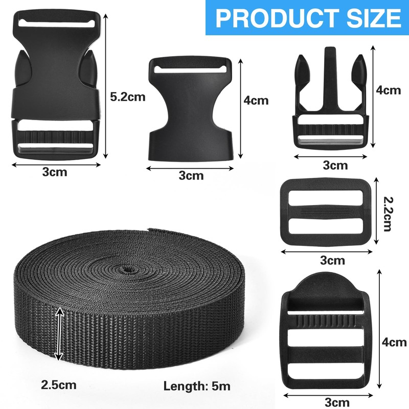 XHTXHT 25 mm Nylon Webbing Set 5 m Heavy Duty