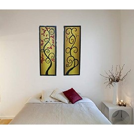 Cuadro Decorativo Moderno Pintura en lienzo canva Flor de arbol del cerezo japones 2 piezas (diptico) Pintado a Mano cuadro para decoración de hogar C