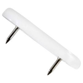 Adsamm® 4 x Plastic Gliders with 2 Nails / White / 18 x 44 mm / Rectangular / Furniture Gliders with Nail / Furniture and Floor Gliders