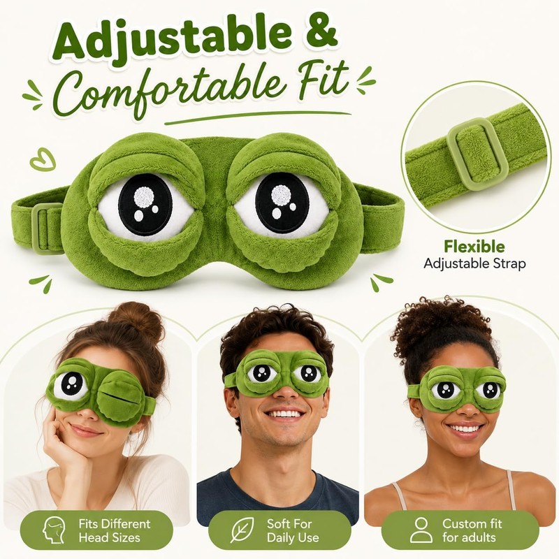 Antifaz para Dormir Gracioso, 3D Frog Sleep Mask, Cute Plush