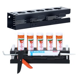 LWHZHE Caulk Tube Holder Caulking Gun Wall Hanging Metal Rack Caulk Tube Storage for Garage Workspace Wall Mounted Caulk Organizer for 5 Tube Caulking Gun and Caulking Nozzle (Modern, Metal, Large)