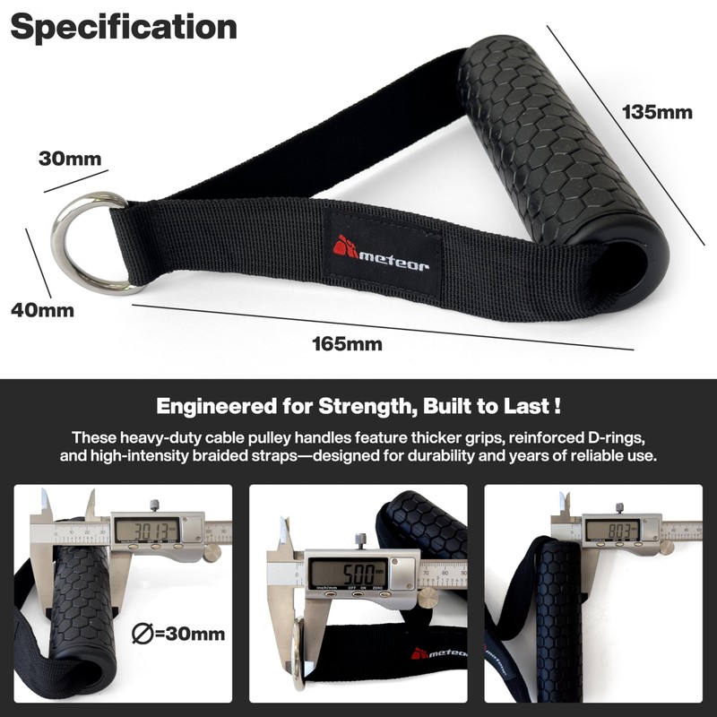 METEOR Heavy-Duty Exercise Handles, Resistance Bands Handles, Cable Machine Attachments