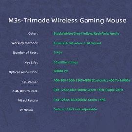 Darmoshark M3s Mini 2KHz E-sports Gaming Mouse Rechargeable Wired 2.4G Wireless BT5.0 26000DPI PAW3395 Optical Sensor Mice For Laptop Computer Gamer