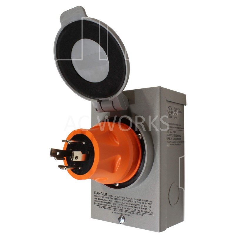 AC WORKS Generator to Transfer Switch 50Amp Inlet Box Adapter
