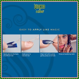 WICKED X KISS Press On Nails Almond, ‘Glinda Goodness’, Pink, Short, Waterproof, Chip Proof, Smudge Proof, 28 Fake Nails, Pink Gel Nail Glue (2g), Mini Nail File, & Manicure Stick