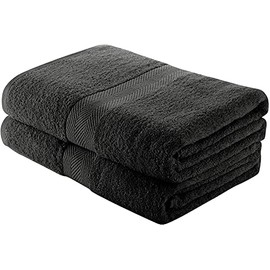 Sleep and Beyond Egyptian Cotton 500 GSM Hand Towels for Bathroom (Black, 2 Pack)