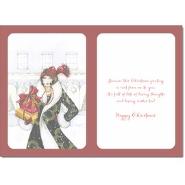 doodlecards One I Love Christmas Card Lady with Parcels Large A4 Size Christmas Card for One I Love with Plain Envelope