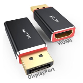 Displayport to HDMI Adapter 4K*2K, 2 Pack DP to HDMI Converter for Monitor, Display Male to HDMI Female Adapter Uni-Directional Supports 4K@30Hz for Laptop, HDTV, Projector
