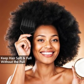 2 Pcs Afro Comb for Curly Hair, Plastic Wide Teeth comb Double Fist pick Large and Small Afro pick Comb for hair Styling Detangle Wig Braid