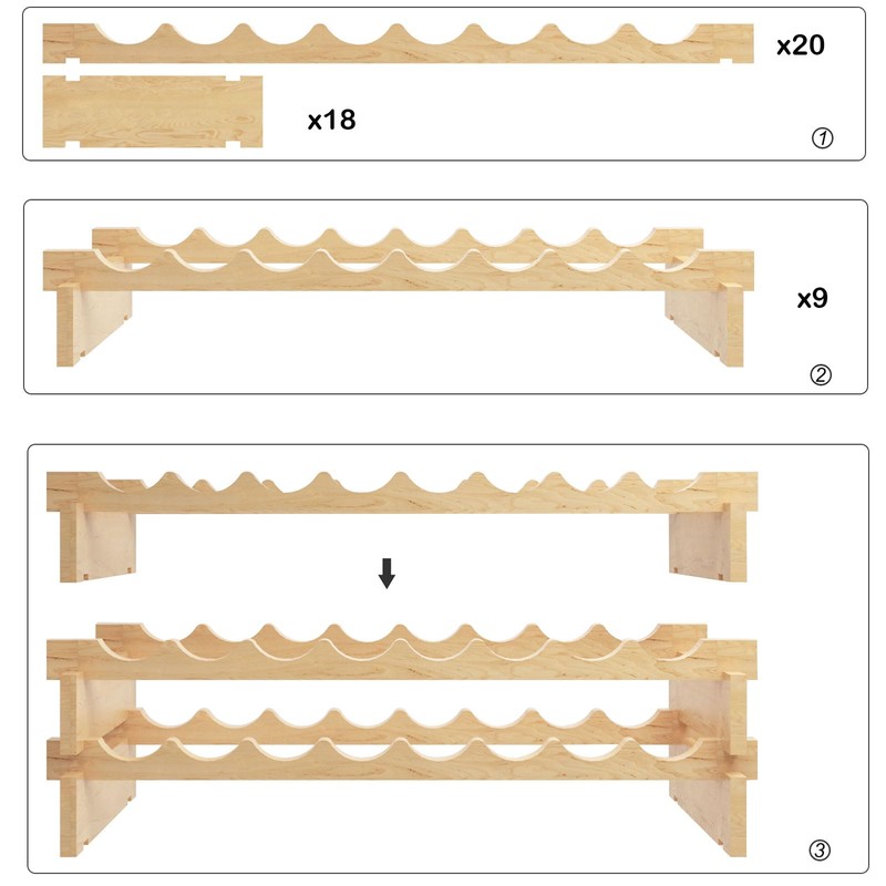 DlandHome 100 Bottle Stackable Wine Rack, 10 Tier Freestanding Modular