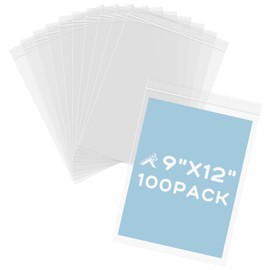 Golden State Art, 9 x 12 inch Clear Plastic Zipper Bags, Reclosable Zip Poly Bags for A4, Letter Sized Documents, Clothing|100 Pack