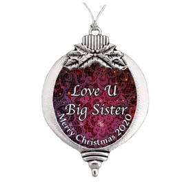 Love U You Big Sister Silver Christmas Ornament Gift Choose Snowman Snowflake Bulb (Bulb)