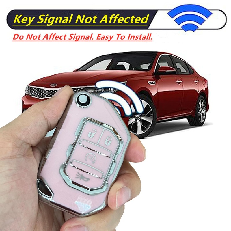 Rilnaewn Keyless Entry Systems for Jeep Key Fob Cover Fits