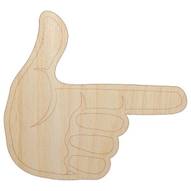 Finger Gun Hand Pointing Unfinished Wood Shape Piece Cutout for DIY Craft Projects - 1/8 Inch Thick - 6.25 Inch Size