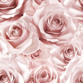 Abyssaly Pink Floral Peel and Stick Wallpaper, 17.3" X 118" Rose Flower Contact Paper for Girls Room Decoration, Removable Self Adhesive Wallpaper for Home Bedroom Bathroom Decor