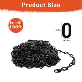 BEROZA 5M x 6mm Chain Link Fence, Plastic Fence Chain, Plastic Warning Chain, Plastic Chain Barrier for Crowd Control, Traffic, Queuing Line (Black)