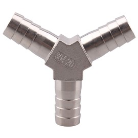 DERPIPE Stainless Steel 3/4" Hose Barb, 3 Way Y Shape Wye Union Barbed Splitter Fitting