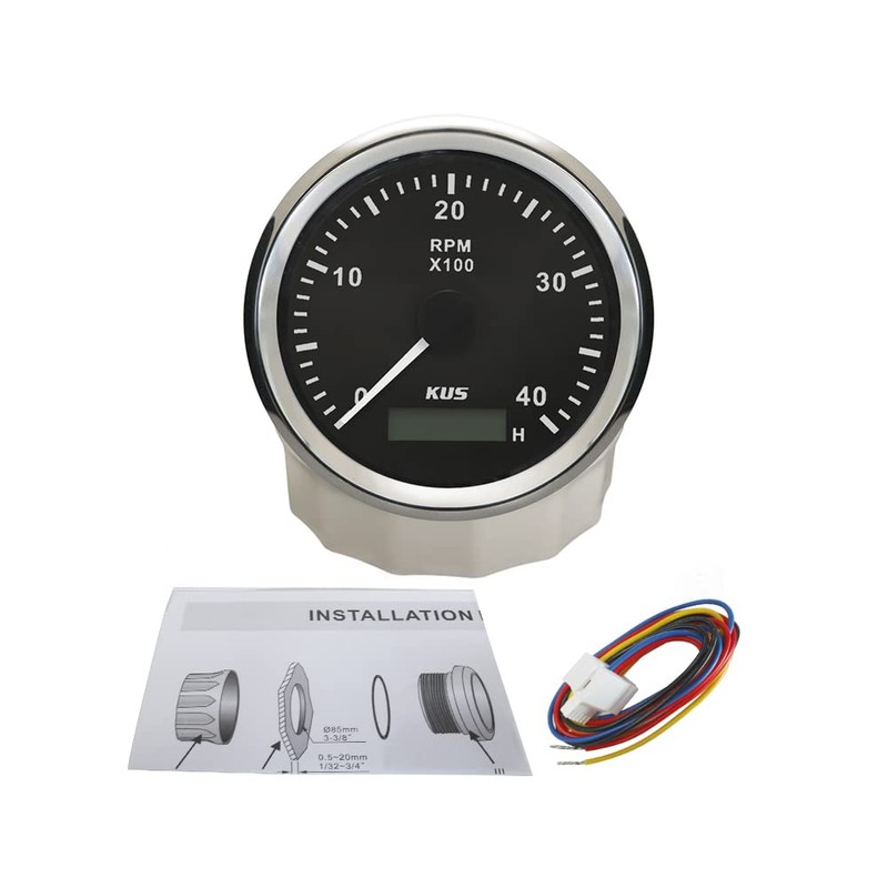 KUS 85mm Diesel Tachometer 4000RPM Gauge REV Meter with Hour