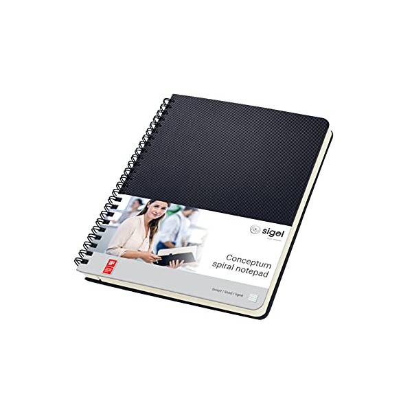 SIGEL CO823 Spiral Notepad, Approx. A5, Lined, hardcover, Black - Conceptum