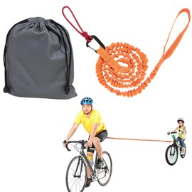 Kids Bike Tow Rope – Mountain Bike Towing Strap for Children, Elastic Stretch Cord for Pulling Kids' Bikes, Durable & Safe Bicycle Attachment for Family Trail Rides (Orange)