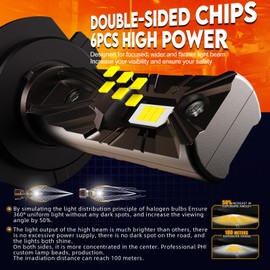 WAIXINGREN Upgrade H7 Headlight Bulb, 26000LM 400% Brighter Wireless, 6500K White Bright High or Low Beam H7 LED Headlight Bulb with Fan, Halogen Replacement, Plug and Play, Pack of 2 (H7)