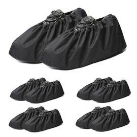 Jron 5 Pairs Black Boot Covers Reusable Washable Indoor Shoe Covers for Carpet Floor Home Use (5 Pairs | 9.5-11 for Shoes/US 8.5-10.5 for Boots, Black)