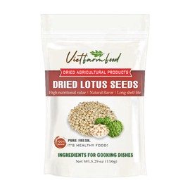 DRIED LOTUS SEEDS 5.29 Oz (150g) VIETFARMFOOD: Dried agricultural products with pure natural flavor. Used as ingredients for cooking; toppings, drinks, nutritious dishes, suitable for vegetarians