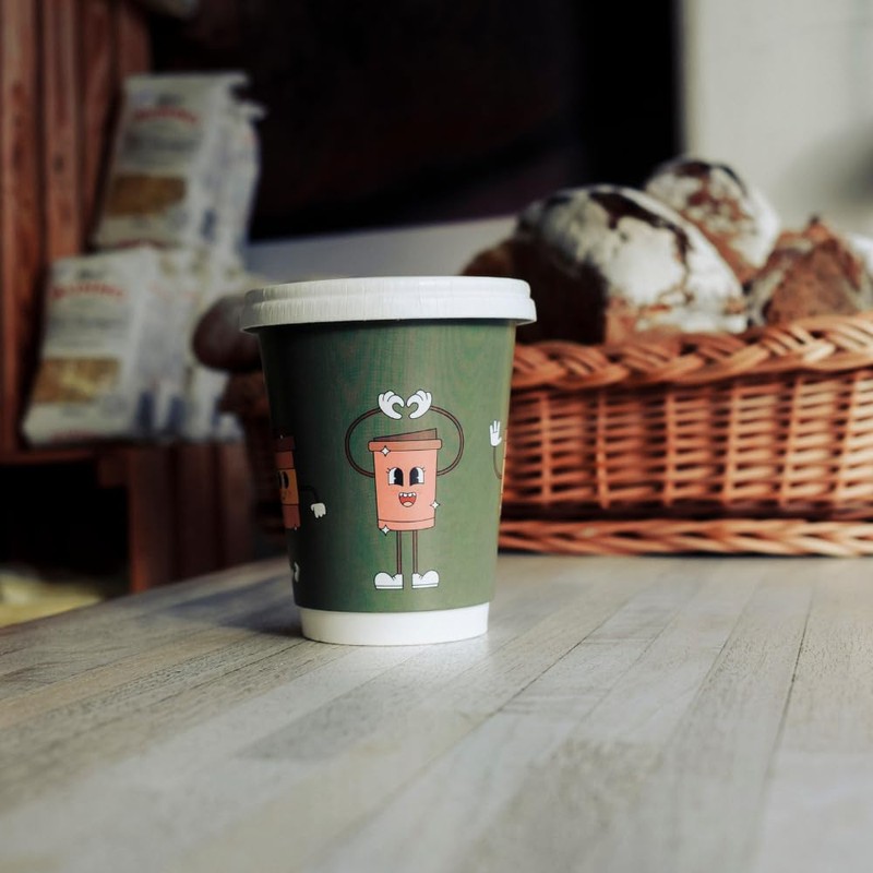 AIOS Plastic Free Aqueous Double Walled Coffee Cups with Sip