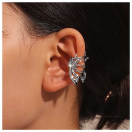Inilbran Boho Wing Clip Cuff Earrings Vintage Wrap Cuff Earrings Gold Ear Cuff Cartilage Earrings Wings No Piercing Earrings Jewellery for Women and Girls, Alloy Steel