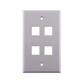 Construct Pro 4-port Keystone Wall Plate (White)