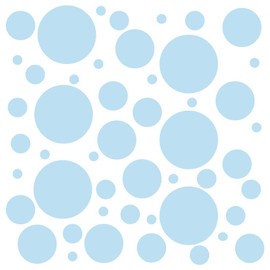 Assorted Color Polka Dot Vinyl Decals – 180pcs Assorted Size Wall Stickers for Room Decoration by Bugybagy (Baby Blue)