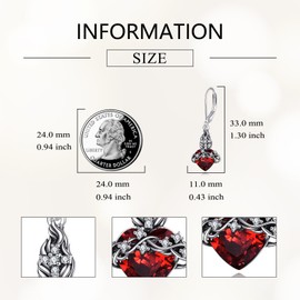 JBAERD Sacred Heart Earrings Sterling Silver Sacred Heart of Jesus Dangle Earrings Sacred Heart Jewelry Gifts for Women, Sterling Silver, No Gemstone