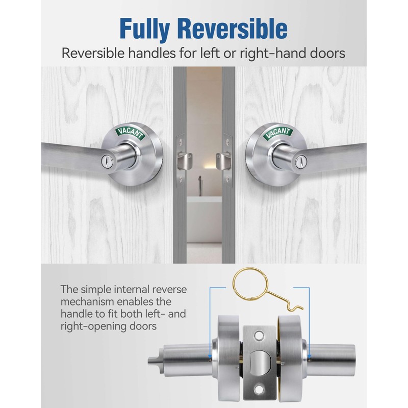 Polar Tangro 2 Pack Privacy Indicator Door Lock, ANSI Grade
