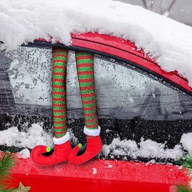 Funny Christmas Elf Leg Decorations: Novelty Car Leg Hangers, Festive, Easy Install,