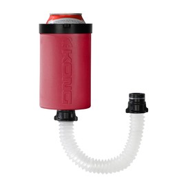 The Kong 2.0 - A Portable Can or Bottle Cooler/Cup With A Detachable, Expandable, Hose To Funnel Your Drink (Red)