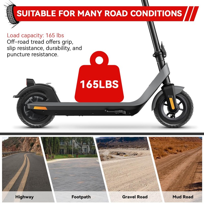 PaoWin 2 PCS 9.5x2.5-6.1 Solid Scooter Tires, 9.5x2.50 Off-Road Tire,