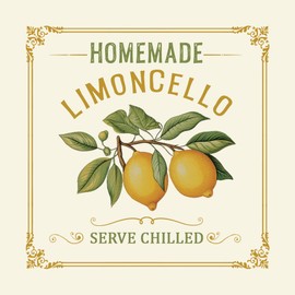 12 Limoncello Labels for Homemade Extracting Lemon Liqueur - Great for Gifts - 3"x3" Square Vinyl Sticker