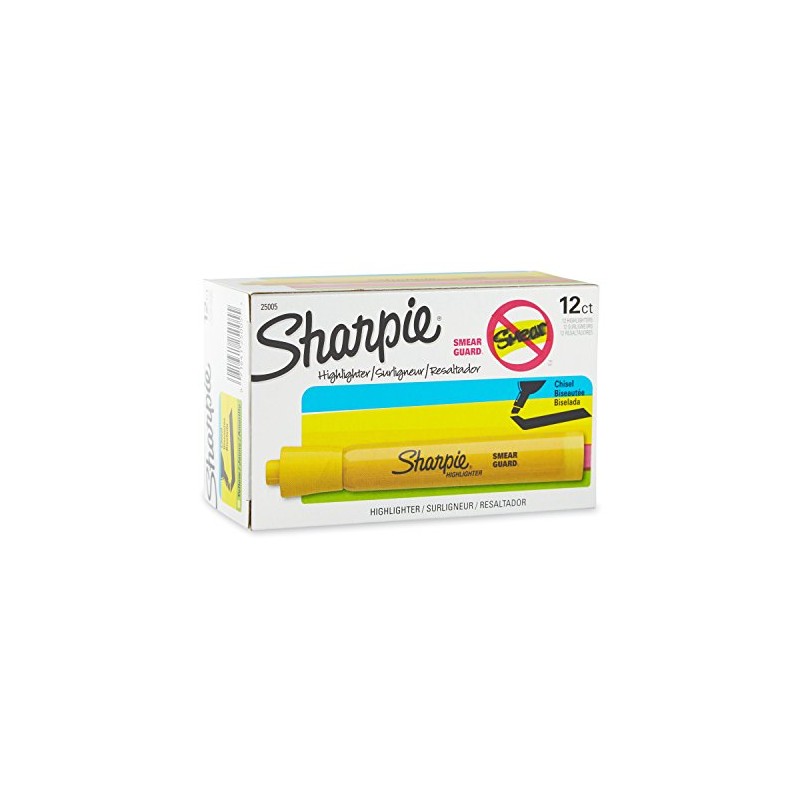 Sharpie Tank Style Highlighters, Chisel Tip, Yellow, 12 Count
