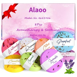 Alaoo Badebomben Geschenkset, 8 PCS Badekugeln, Bio natürliche ätherische Öle, Geschenke für Frauen, Freundin, Kinder, Mama, Schaumbad, Badekugel für Geburtstags Weihnachts Valentinstag (A)