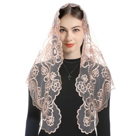 Bozidol Church Mantilla Catholic Veil: Our Lady of Guadalupe Embroidered Lace Chapel Veils Latin Mass Head Coverings for Women