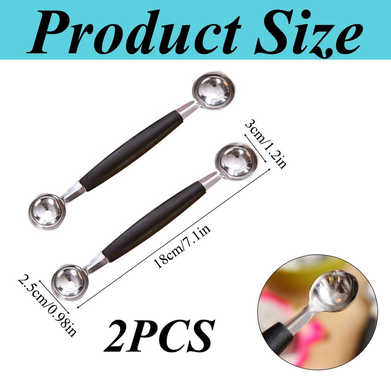 2PCS Double Sided Melon Baller Melon Scoop Round Melon Baller