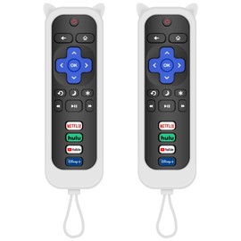 Remote for Roku TV & Cover for Sharp Roku Remote, 2-Pack Remotes Replacement Cover Compatible with Sharp Roku TV Remote, Replacement for Sharp Roku TV Remote (White)