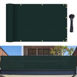 Bynbbur 3'x121' Balcony Privacy Fence Deck Fence Cover with Grommets UV Block Shade Cloth for Apartments Railing, Patio, Backyard, Porch, Deck, Cable Zip Ties Included(Green)