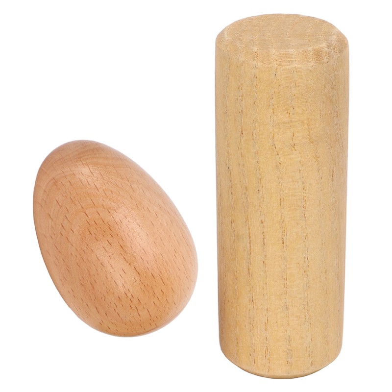 2PCS Wood Egg Shaker Natural Safe Musical Hand Percussion Instrument