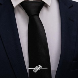 HAWSON 2 Inch Men's Brass Euphonium Tie Clip Silver Tie Bar for Wedding, Concerts, Formal Events Orchestra-Inspired Groomsmen Accessories & Gifts